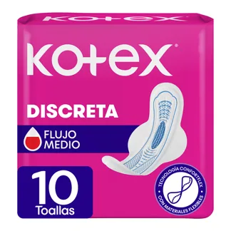 Toalla Higiénica Kotex Discreta Ultrafina Tela x10 Toallas