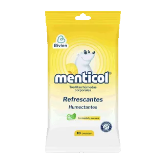Toallitas Húmedas Corporales Menticol Refrescantes x18 Toallitas