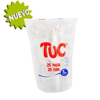 Vaso Tuc 7 Onzas Transparente x25Un