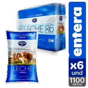 Display Leche Entera Alpina Bolsa x1100ml