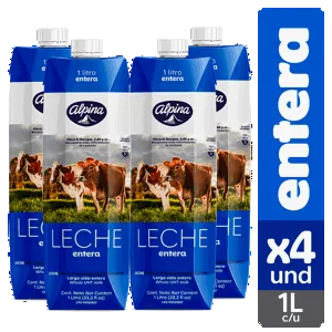 Display Leche Entera Alpina Caja x1000ml