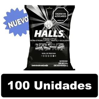 Caramelo Halls Menta Extra Fuerte Bolsa x100Un x3gr