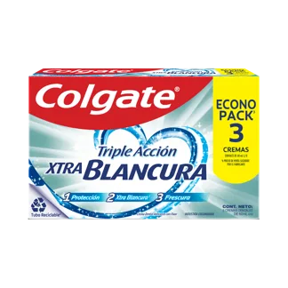 Crema Dental Colgate Triple Acción Extra Blancura x3 Cremas x60ml EconoPack