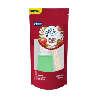 Ambientador Glade Varitas DoyPack Deleite Manzana Y Canela x60ml