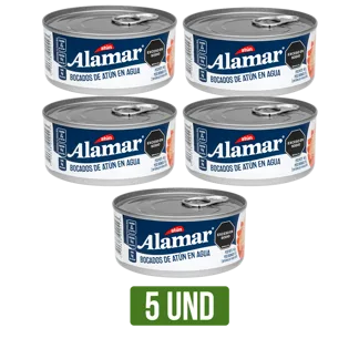 5 Und Atún Alamar Bocados Agua x140gr
