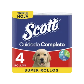 Papel Higiénico Scott Cuidado Completo Triple Hoja x4 Rollos x30mts