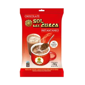 Sol del Cusco Instantáneo Chocolate (Tradicional) 90gr. Display 12 unidades.