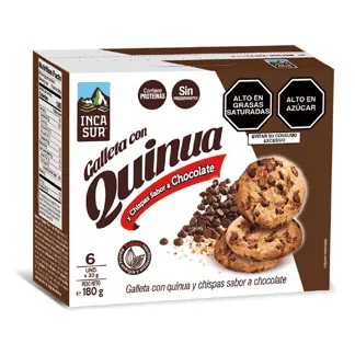 Incasur Galleta Quinua Sabor Chocolate 30gr. Display 06 unidades.