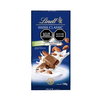 Lindt Swiss Clas Almendras 100gr. Display 12 unidades.