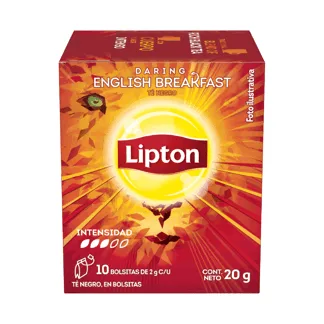 Lipton Té English Breakfast. Display x 10 sobres.