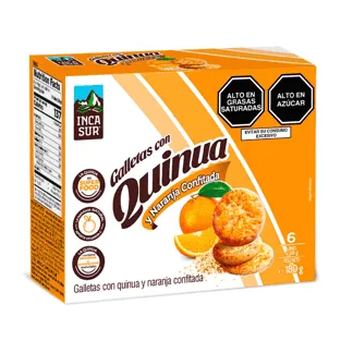 Incasur Galleta Quinua Naranja 30gr. Display 06 unidades.