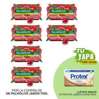 Palmolive Jabón Granada. Barra 110g. (06 unidades) - GRATIS: 01 Protex Jabón Avena 110g.
