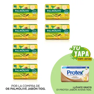 Palmolive Jabón Banana y Aguacate 110g. (06 unidades) - GRATIS: 01 Protex Jabón Avena 110g.