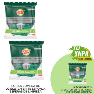 Scotch Brite Esponja Esferas de Limpieza x 1 (02 unidades) - GRATIS: 01 Scotch Brite Esponja Esferas de Limpieza x 1.