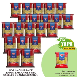 San Jorge Fideo Cabello de Angel 250g. (20 unidades) - GRATIS: 08 San Jorge Fideo Tornillo x 250g.