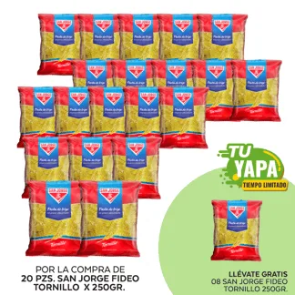 San Jorge Fideo Tornillo x 250g. (20 unidades) - GRATIS: 08 San Jorge Fideo Tornillo x 250g.