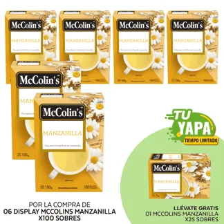 McColin's Infusión Manzanilla. Display x 100 sobres. (06 display) - GRATIS: 01 McColin's Infusión Manzanilla. (25 sobres)
