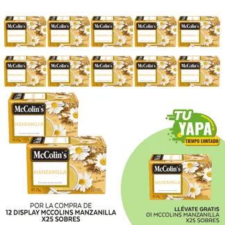 McColin's Infusión Manzanilla. Display x 25 sobres.(12 display) - GRATIS: 01 McColin's Infusión Manzanilla. (25 sobres)