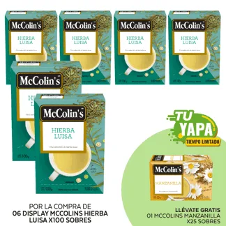McColin’s Infusión Hierba Luisa. Display x 100 sobres. (06 display) - GRATIS: 01 McColin's Infusión Manzanilla. (25 sobres)
