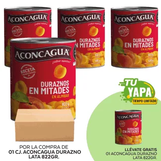 Aconcagua Duraznos. Lata 822gr. (12 unidades) - GRATIS: 01 Aconcagua Duraznos. Lata 822gr.