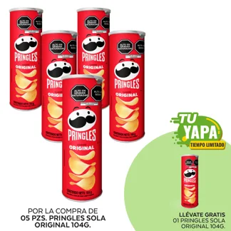 Pringles Sola Original. Lata 104g. (05 unidades) - GRATIS: 01 Pringles Sola Original 104g.