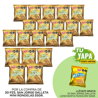 San Jorge Galleta Mini Rondelas 55gr. (20 unidades) - GRATIS: 01 San Jorge Galleta Loncherita Munición x 55gr.