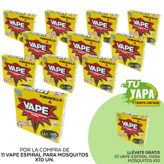 Vape Espiral Para Mosquitos. (11 unidades) - GRATIS: 01 Vape Espiral Para Mosquitos. 10 unidades.