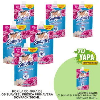 Suavitel Fresca Primavera. Doypack 360ml. (06 unidades) - GRATIS: 01 Suavitel Fresca Primavera 360ml.