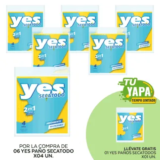 Yes Paño Secatodo. x 04 unidades. (06 unidades) - GRATIS: 01 Yes Paño Secatodo. x 01 unidad.