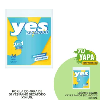 Yes Paño Secatodo. x 14 unidades. (01 unidad) - GRATIS: 01 Yes Paño Secatodo. x 01 unidad.