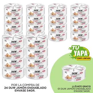Duw Lata Jamón Endiablado. Envase 54g. (24 unidades) - GRATIS: 01 Duw Lata Jamón Endiablado. Envase 54g.