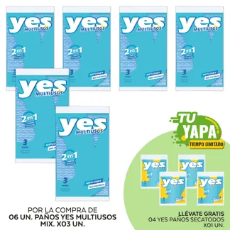 Yes Paño Multiusos Mix. x 03 unidades. (06 unidades) - GRATIS: 04 Yes Paño Secatodo. x 01 unidad.