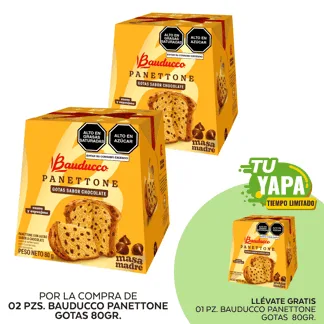 Bauducco Panettone Gotas 80gr. (02 unidades) - GRATIS: 01 Bauducco Panettone Gotas 80gr.