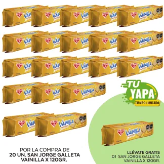 San Jorge Galleta Vainilla x 120gr. (20 unidades) - GRATIS: 01 San Jorge Galleta Vainilla x 120gr.