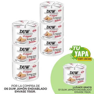 Duw Jamón Endiablado. Envase 115gr. (06 unidades) - GRATIS: 01 Duw Lata Jamón Endiablado. Envase 115g.
