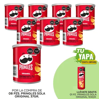 Pringles Sola Original 37g. (08 unidades) - GRATIS: 01 Pringles Sola Original 104g.