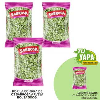 Sabrosa Arveja. Bolsa 500g. (03 unidades) - GRATIS: 01 Sabrosa Arveja. Bolsa 500g.