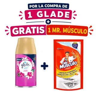 Glade Ambientador Automático  Elixir Floral Repuesto 175gr.(1 PIEZAS) - GRATIS: 01 MM ANTIGRASA NRJA D/P 500ML BONIF