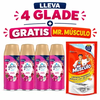 Glade Ambientador Automático  Elixir Floral Repuesto 175gr.(4 PIEZAS) - GRATIS: 01 GLD AUT PARAI AZUL RPTO 175GR BONIF