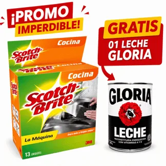 Scotch Brite Esponja La Máquina. Display x 13 unidades. - GRATIS: 01 S/B LECHE GLORIA GRANDE BONIF