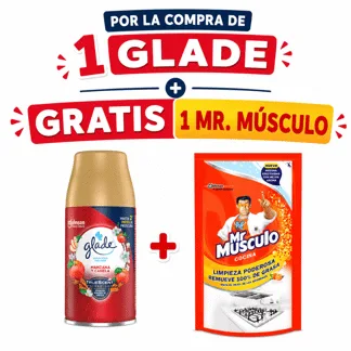 Glade Ambientador Automático Manzana Canela Repuesto 175gr.(1 PIEZAS) - GRATIS: 01 MM ANTIGRASA NRJA D/P 500ML BONIF