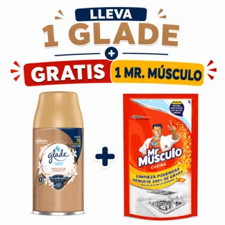 Glade Ambientador Automático Abrazos Vainilla Repuesto 175gr.(1 PIEZAS) - GRATIS: 01 MM ANTIGRASA NRJA D/P 500ML BONIF