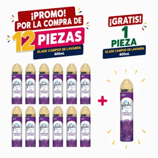 Glade Ambientador en Aerosol Lavanda 400ml.(12 PIEZAS) - GRATIS: 01 GLD AE LVNDA 400ML BONIF