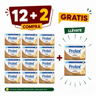 Protex Jabón de Tocador Avena. Barra 110gr.( 12 unidades)- GRATIS: 02  PROTEX JAB AVENA 110GR BONIF