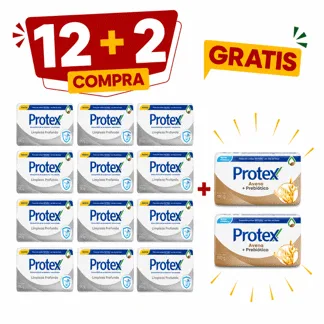 Protex Jabón de Tocador Limpieza Profunda. Barra 110gr.( 12 unidades)- GRATIS: 02  PROTEX JAB AVENA 110GR BONIF