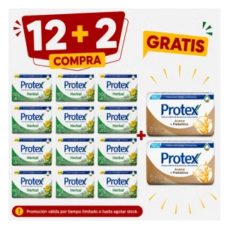 Protex Jabón de Tocador Herbal. Barra 110gr.( 12 unidades)- GRATIS: 02  PROTEX JAB AVENA 110GR BONIF
