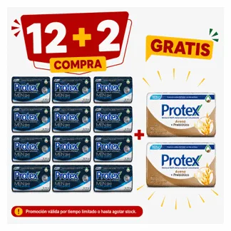 Protex Jabón de Tocador Men Sport. Barra 110gr.( 12 unidades)- GRATIS: 02  PROTEX JAB AVENA 110GR BONIF