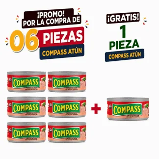 Compass Trozos Atún Aceite Vegetal. Lata 140g..(6 PIEZAS) - GRATIS: 01 Compass Trozos Atún Aceite Vegetal. Lata 140g. 48/1
