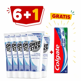 Speed Stick Clinical Practi Tubo 100gr.( 6 unidades)- GRATIS: 01 COLG CD TRIP ACCI 150ML BONIF