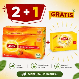 LIPTON TE ENGLISH BREAKFAST DSx20SB 12/1 (2 display)- GRATIS: 01 LIPTON INFS MANZANILLA DSx20SB 24/1